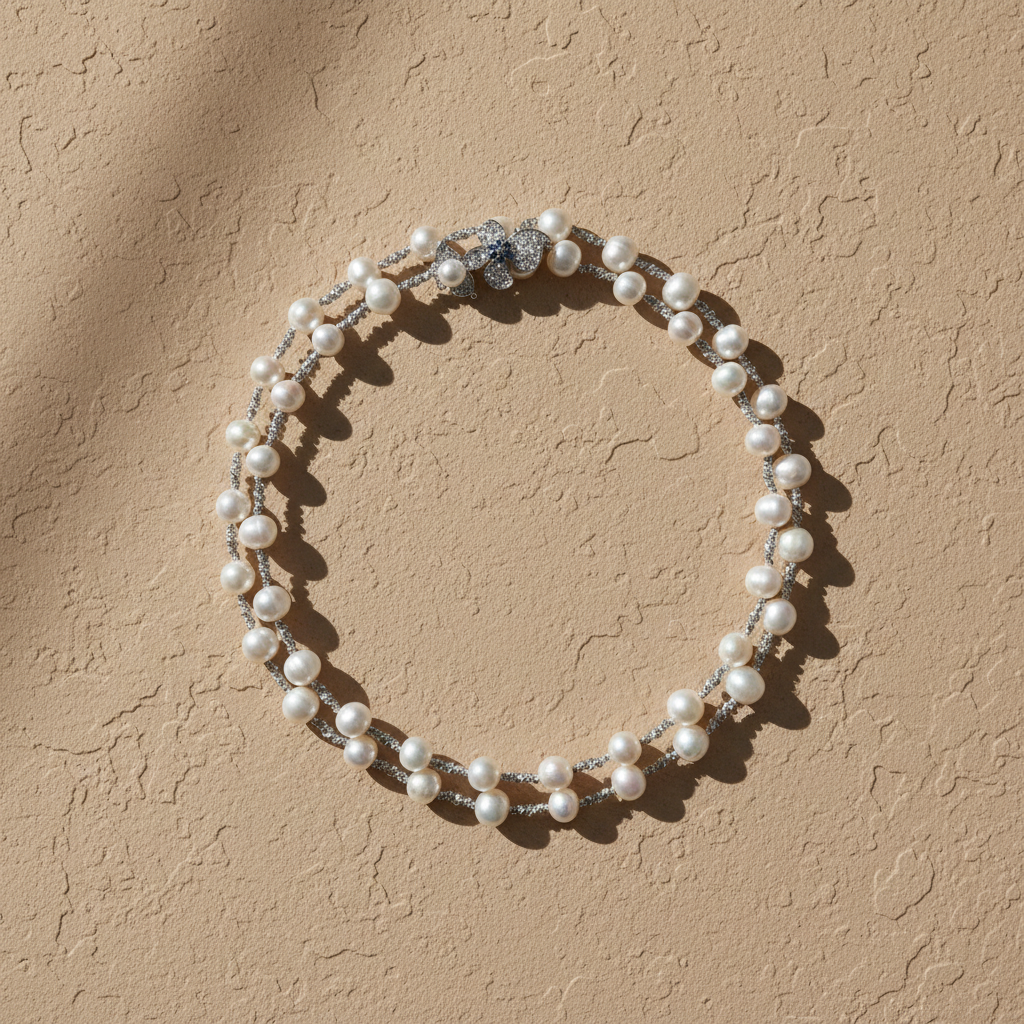 he Flow of Water: Alloy Freshwater Pearl Flower Sweater Chain