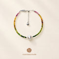 The Flow of Wood: Gradient Tourmaline & 9-10mm  Pearl S925 Bracelet