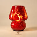 Energy Lamp: Christmas Reindeer Red Glass Mushroom Lamp