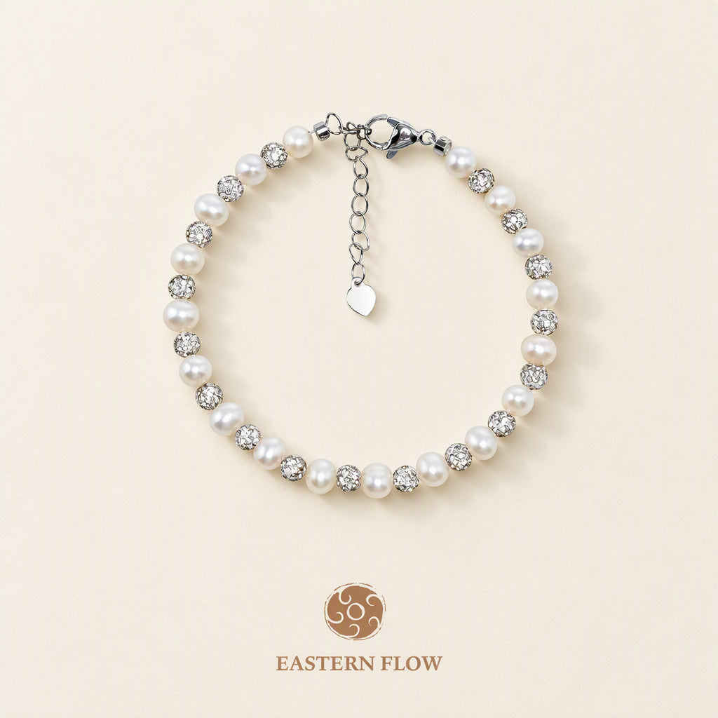 The Essence Series: Natural Pearl & Sparkling Crystal Bracele
