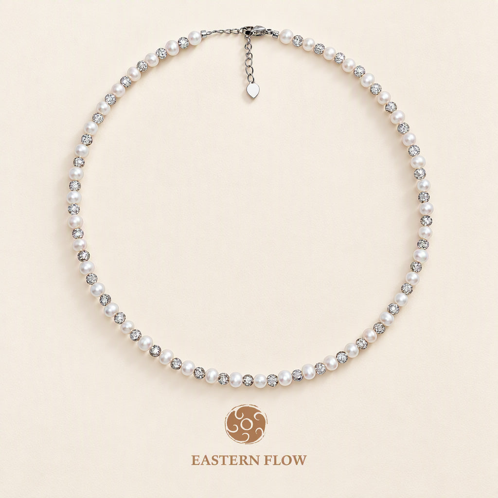 The Essence Series: Natural Pearl & Sparkling Crystal Choker