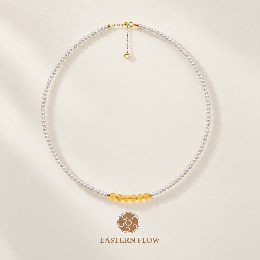 The Flow of Earth: Natural Freshwater Pearl & Citrine Necklace