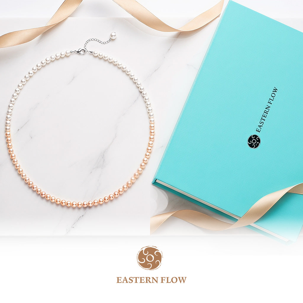 The Flow of Earth: Warm Ombre Gradient Natural Pearl Choker Necklace