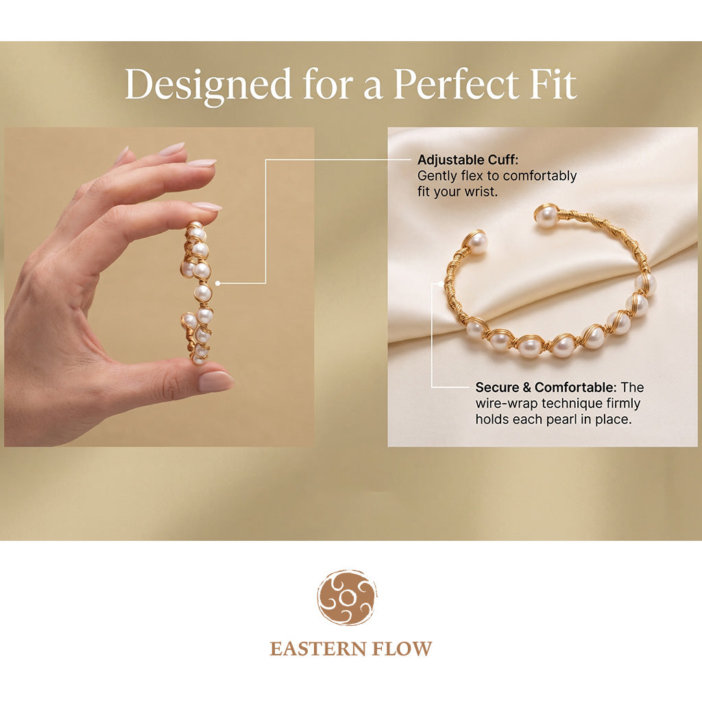 The Flow of Metal: Handwoven Pearl Wire Cuff Bangle