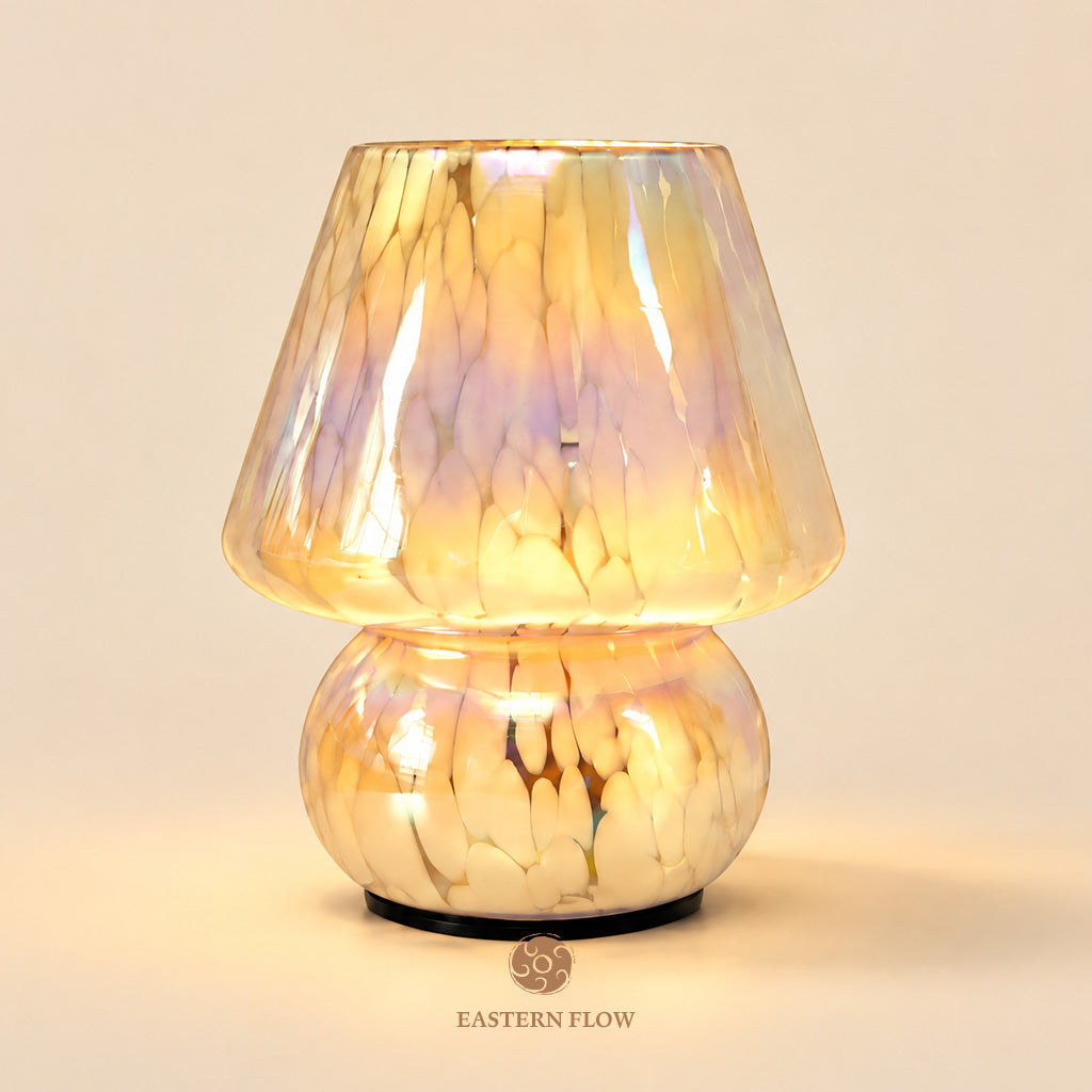 Energy Lamp: Pearlescent Iridescent Mushroom Glass Lamp