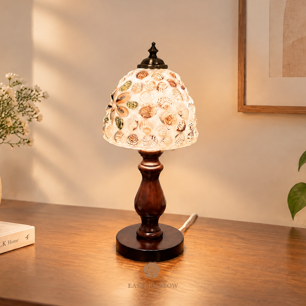 Energy Lamp： Hand-Encrusted Natural Seashell Table Lamp