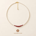 The Flow of Fire: Natural Freshwater Pearl & Red Agate Necklace