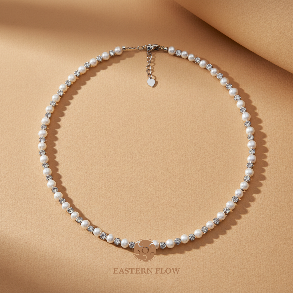 The Flow of Metal: Alloy & Freshwater Pearl Necklace