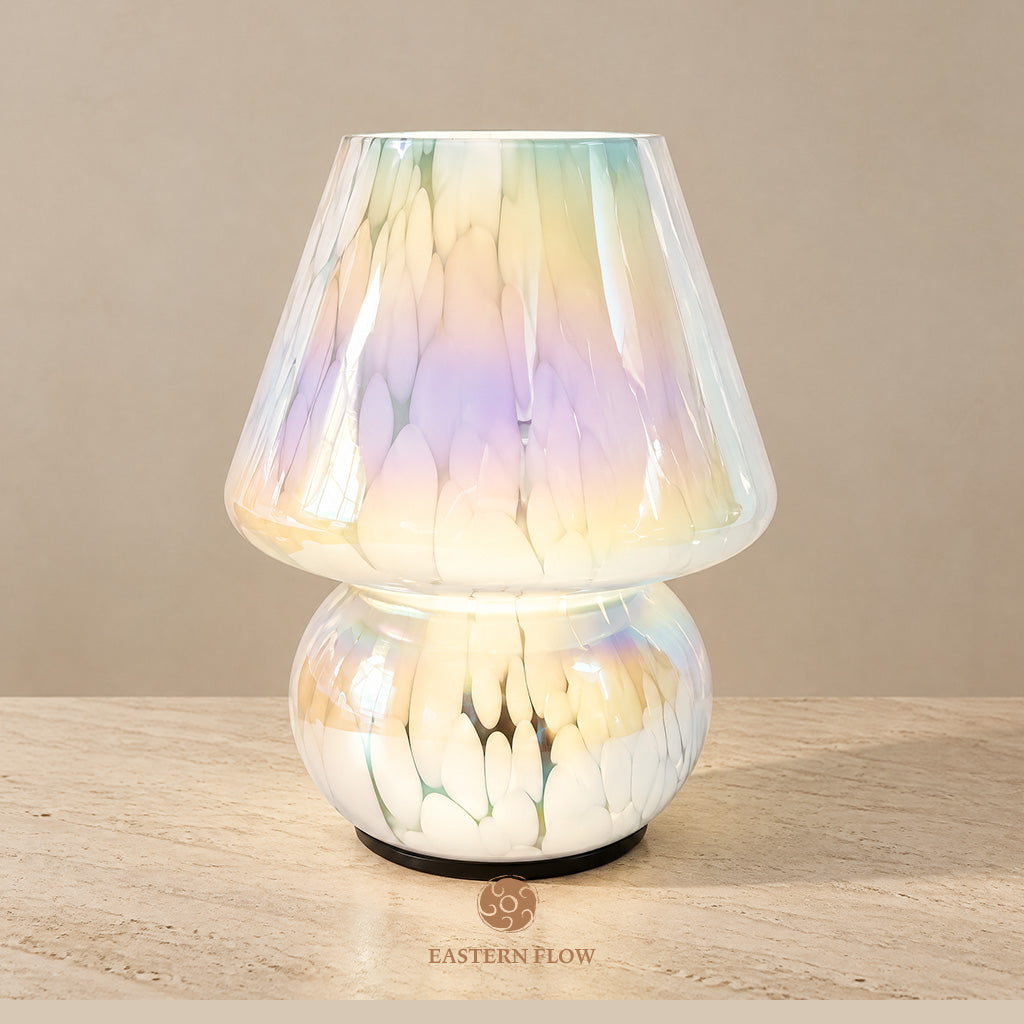 Energy Lamp: Pearlescent Iridescent Mushroom Glass Lamp