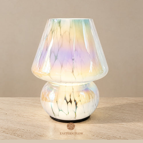 Energy Lamp: Pearlescent Iridescent Mushroom Glass Lamp