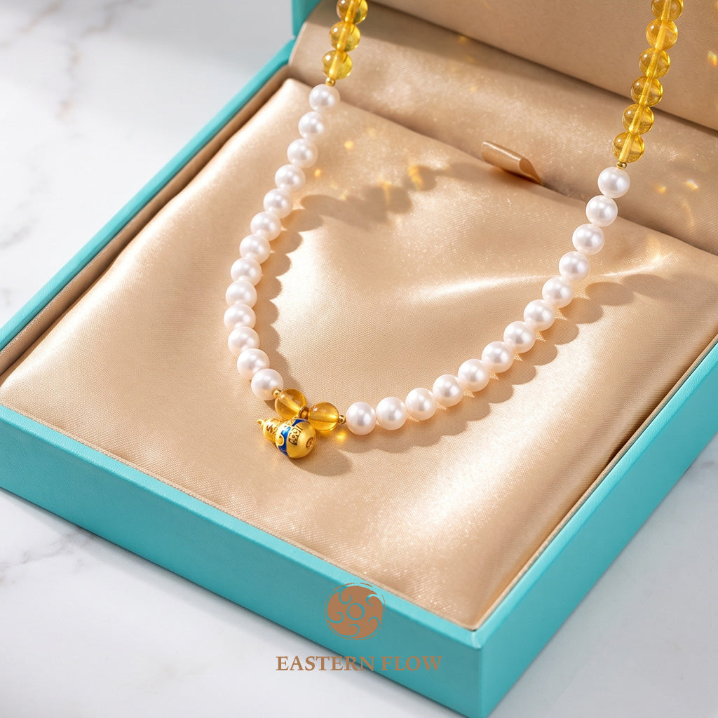 The Flow of Earth: Natural Freshwater Pearl & Citrine Double-Layer Bracelet