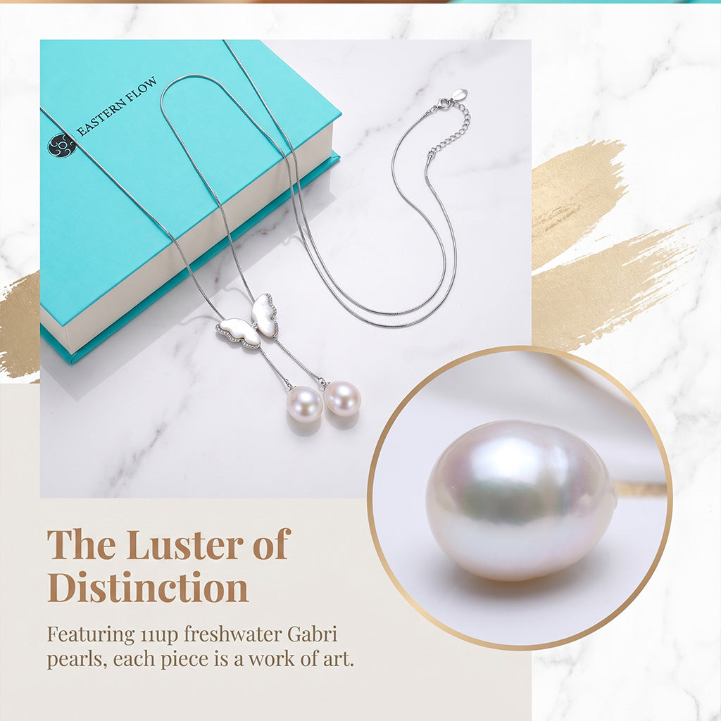 The Essence Series: Natural Baroque Pearl &amp; Mother-of-Pearl Butterfly Necklace