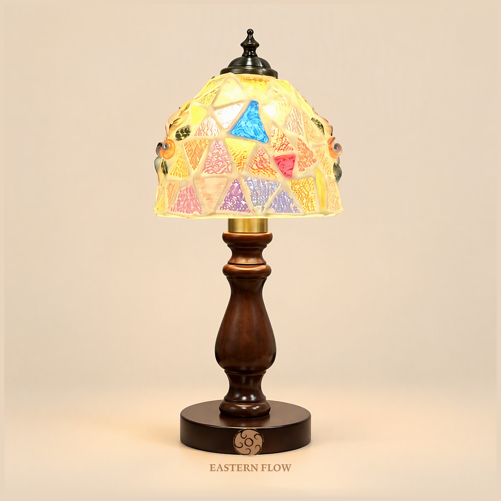 Energy Lamp ： Golden Fan Shell & Silver Glass Table Lamp