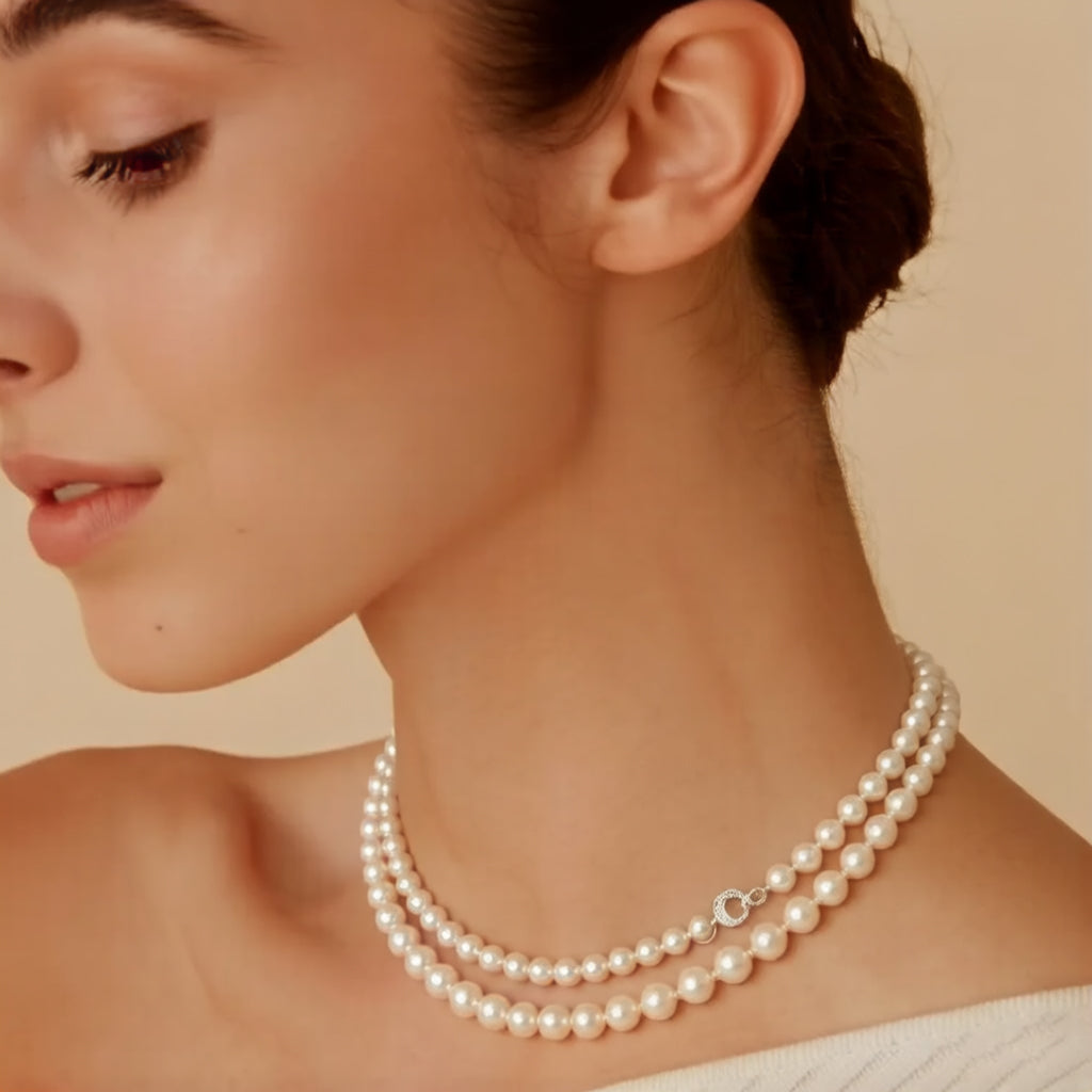 S925 Silver Freshwater Pearl Jia Baili Pearl Double Strand Necklace