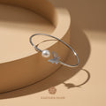 The Flow of Metal: Natural Freshwater Pearl Butterfly Bangle