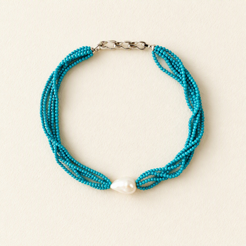 The Flow of Water: Turquoise Multi‑Strand & Baroque Pearl Necklace