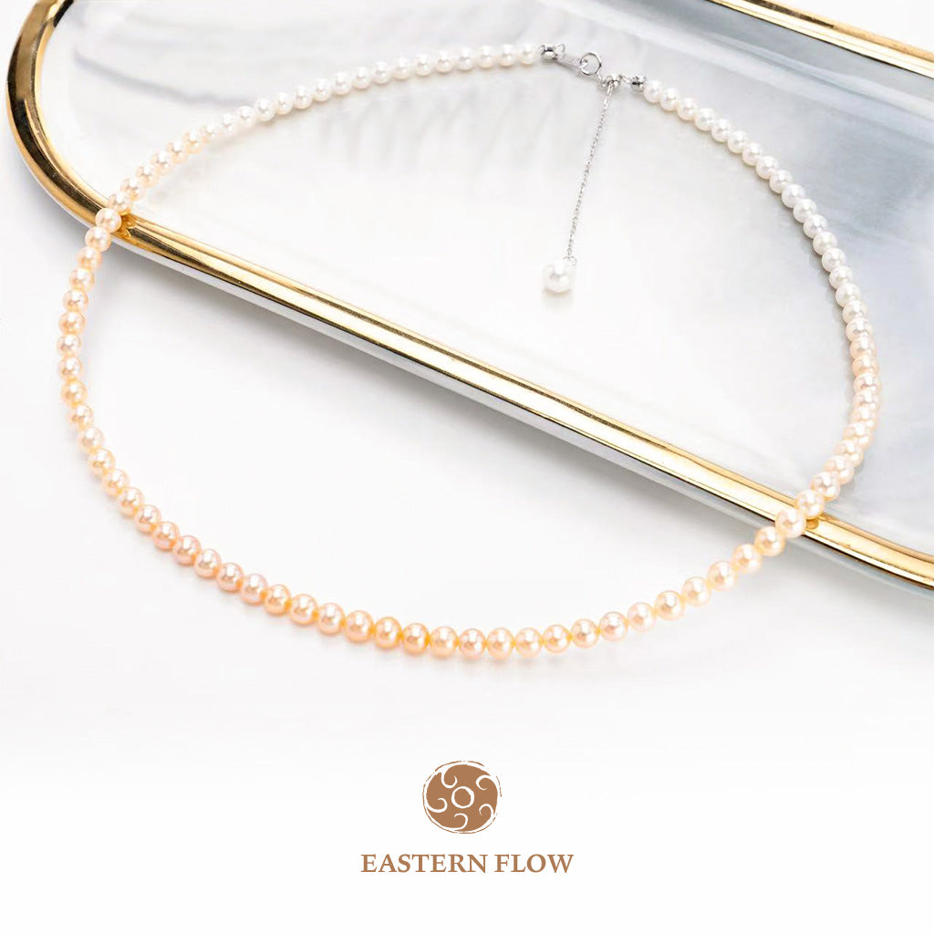 The Flow of Earth: Warm Ombre Gradient Natural Pearl Choker Necklace