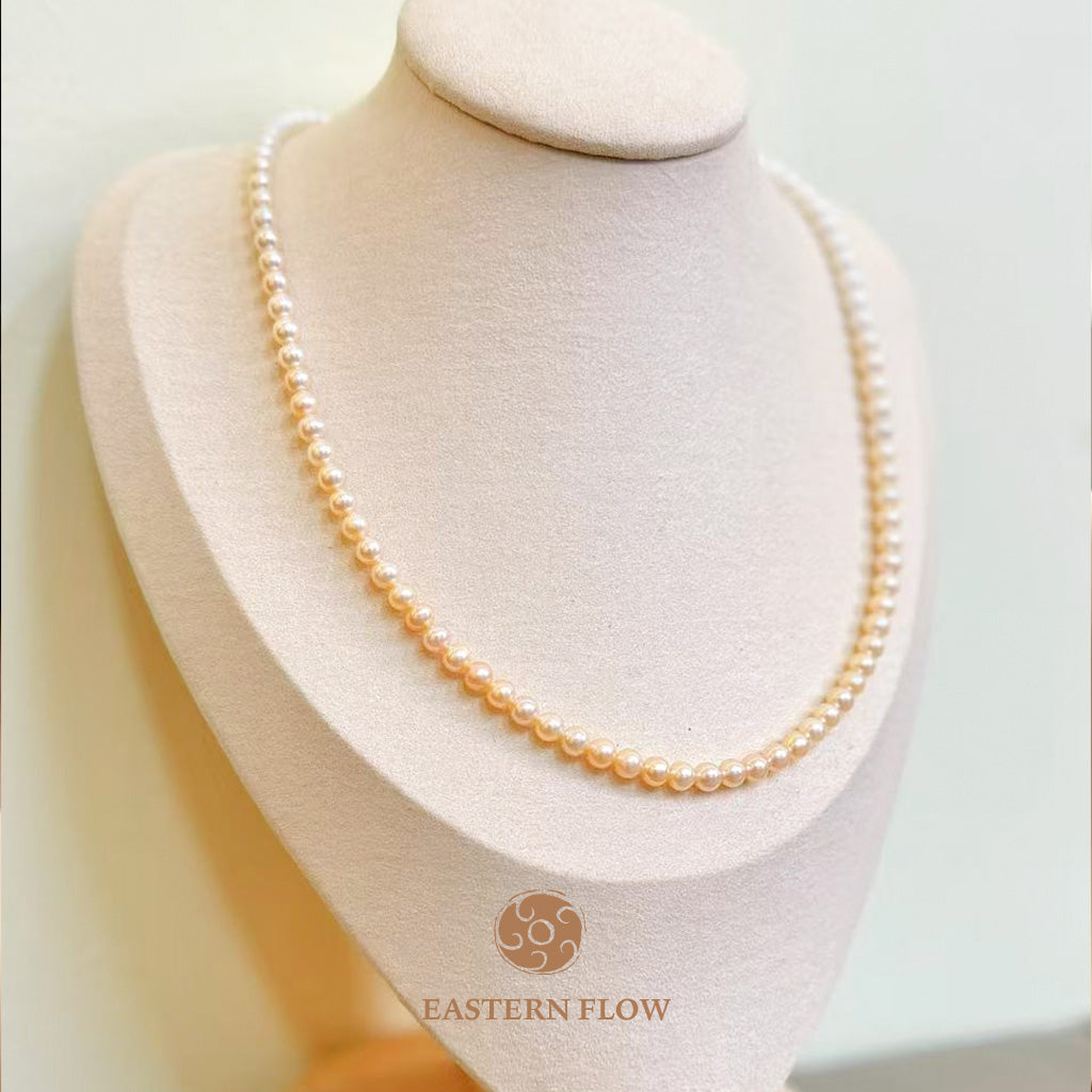 The Flow of Earth: Warm Ombre Gradient Natural Pearl Choker Necklace