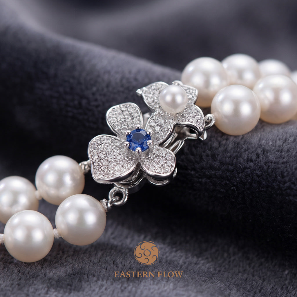The Flow of Water: Natural Freshwater Pearl Flower Sweater Chain