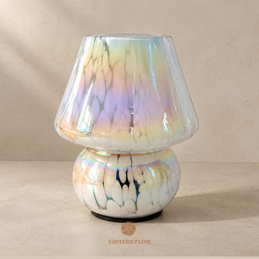 Energy Lamp: Pearlescent Iridescent Mushroom Glass Lamp