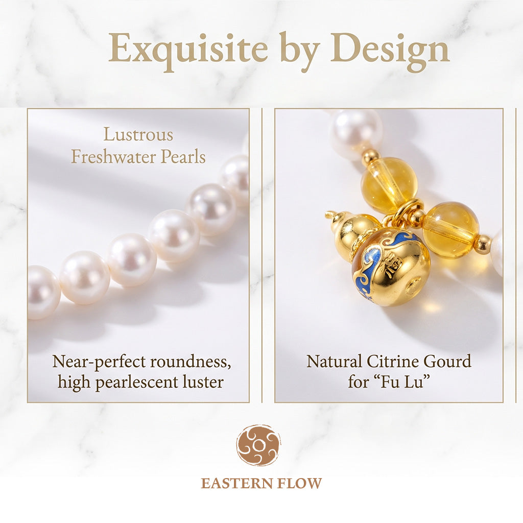 The Flow of Earth: Natural Freshwater Pearl & Citrine Double-Layer Bracelet
