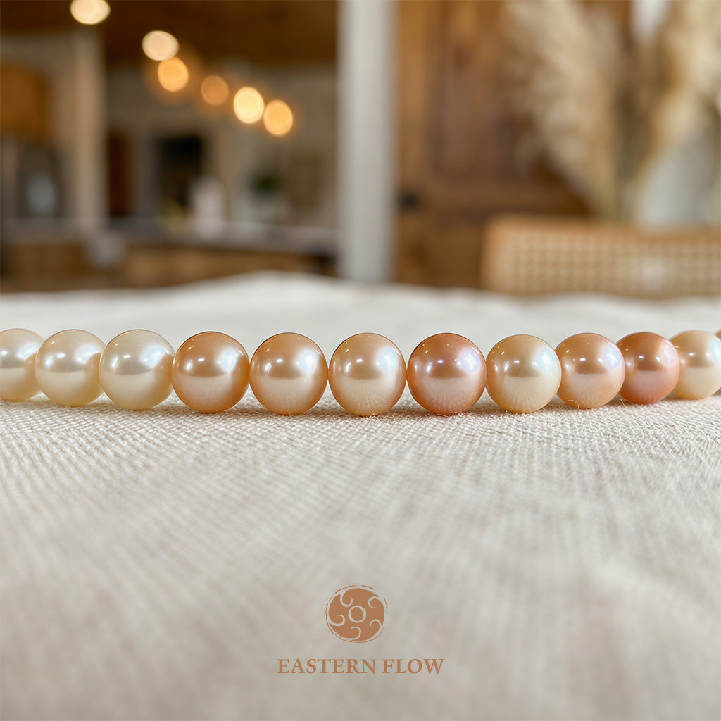 The Flow of Earth: Warm Ombre Gradient Natural Pearl Choker Necklace