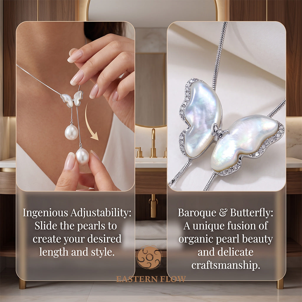 The Essence Series: Natural Baroque Pearl &amp; Mother-of-Pearl Butterfly Necklace