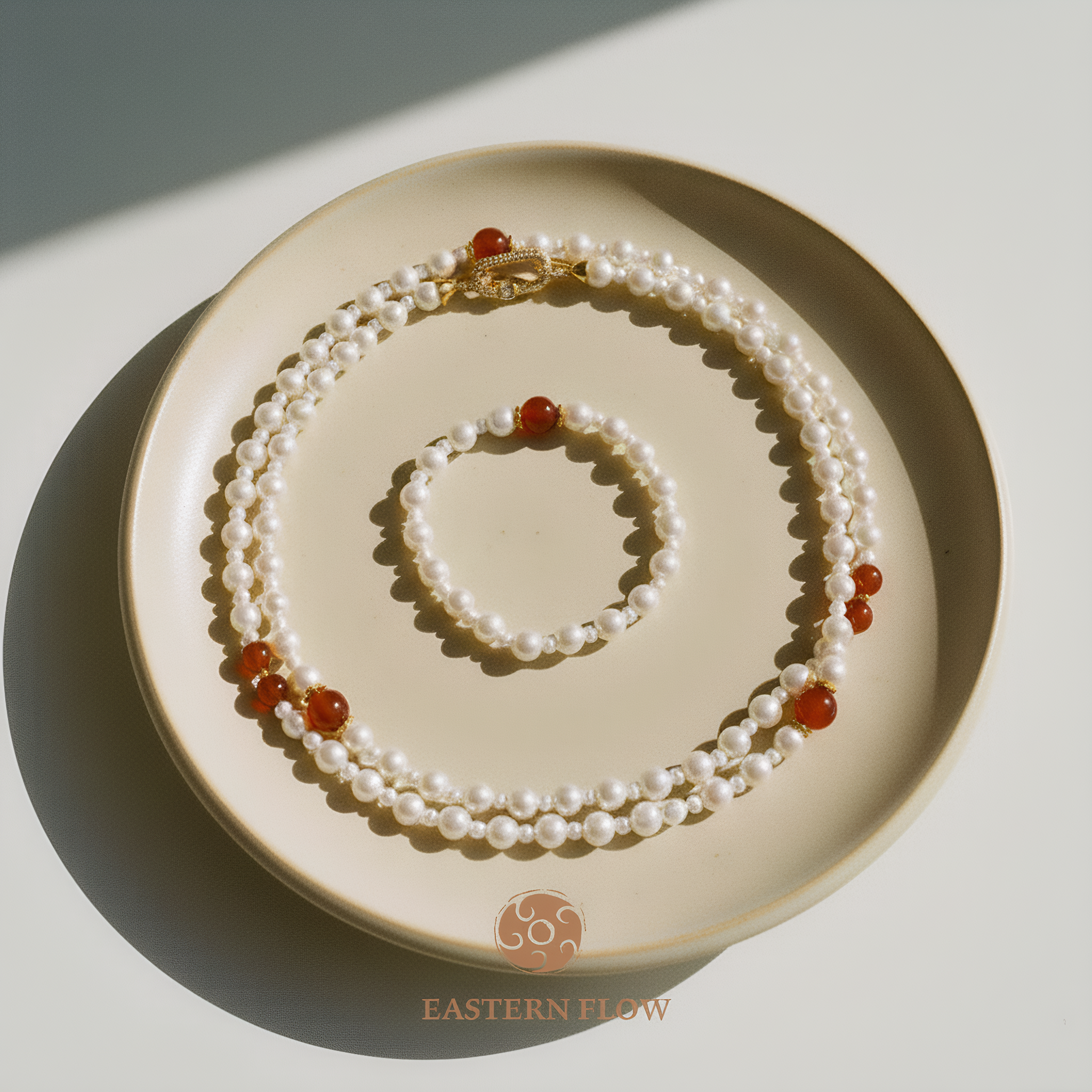 The FLow of Fire: Natural Freshwater Pearl Necklace & Bracelet Set