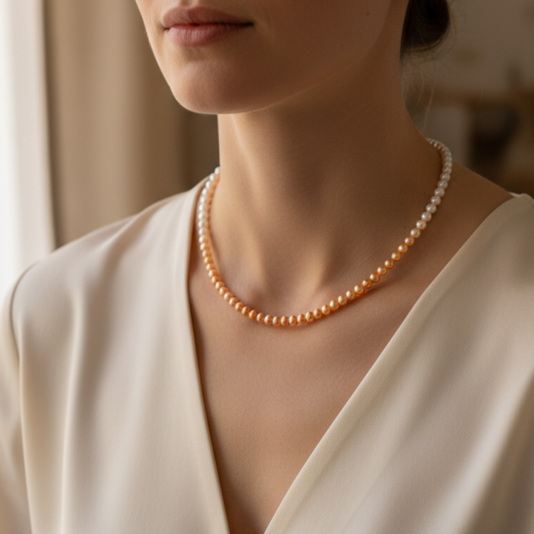 Earth Element S925 Silver Adjustable Jiabaili Freshwater Pearl Gradient Tiny Bead Necklace