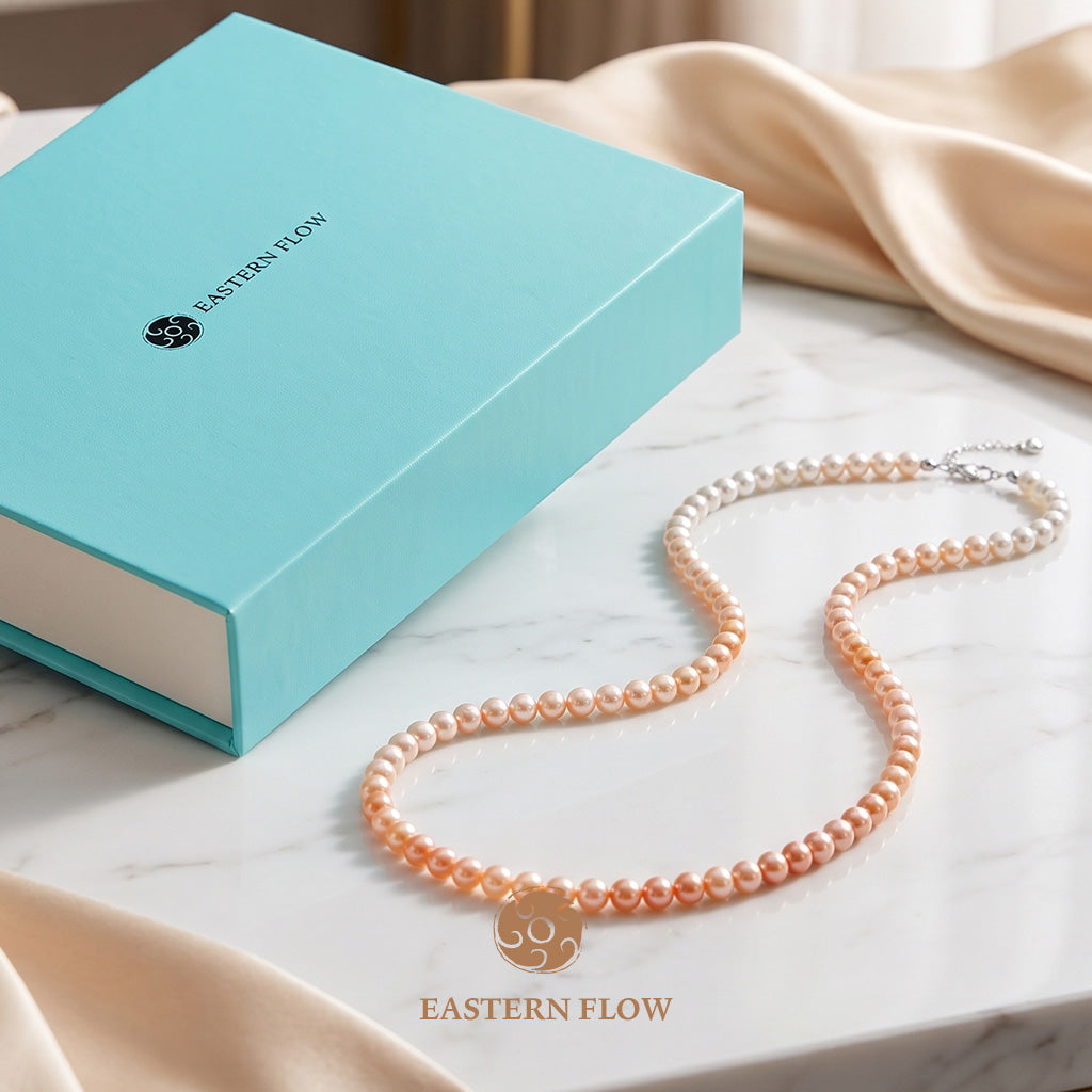 The Flow of Earth: Warm Ombre Gradient Natural Pearl Choker Necklace