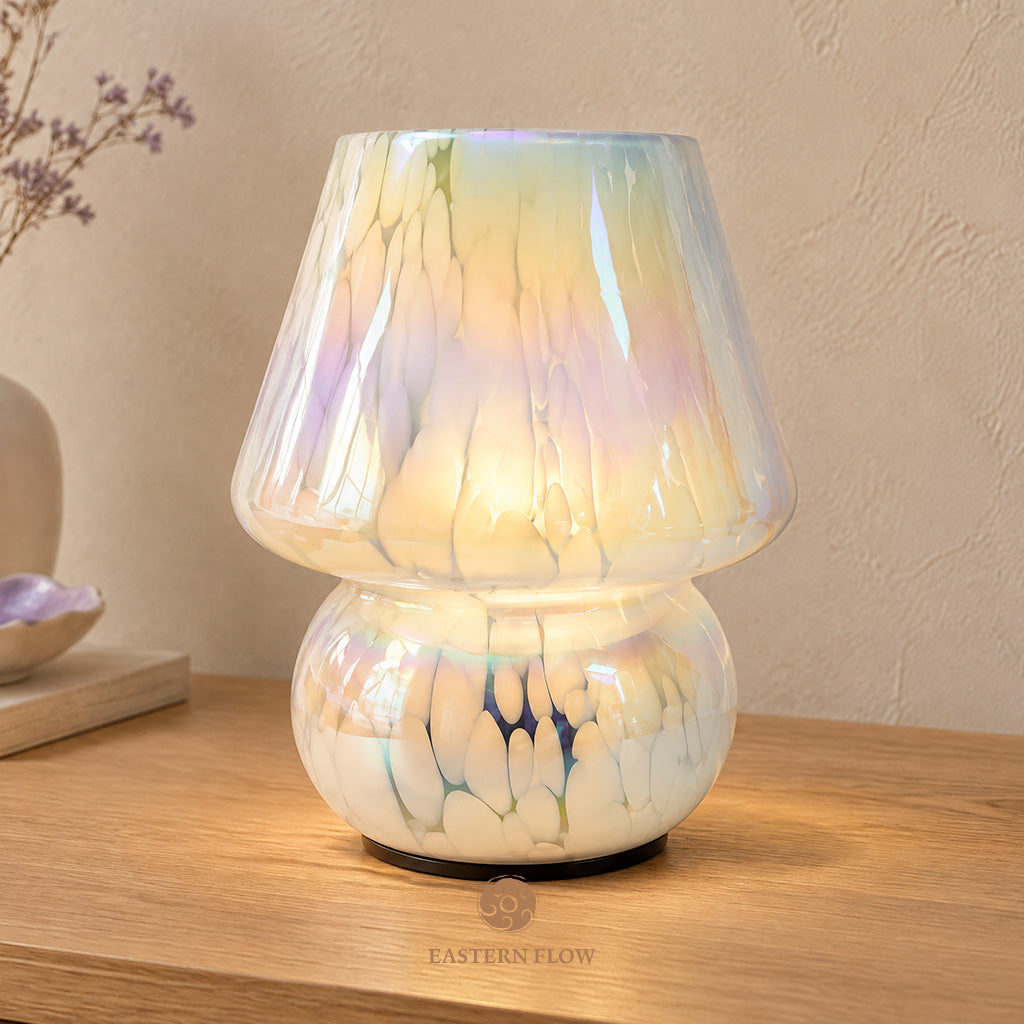 Energy Lamp: Pearlescent Iridescent Mushroom Glass Lamp