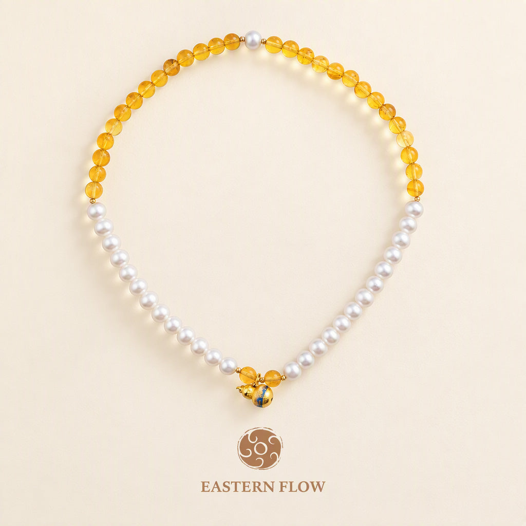 The Flow of Earth: Natural Freshwater Pearl & Citrine Double-Layer Bracelet