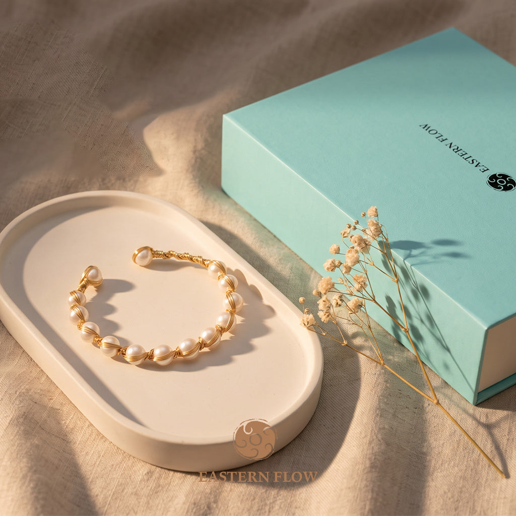 The Flow of Metal: Handwoven Pearl Wire Cuff Bangle