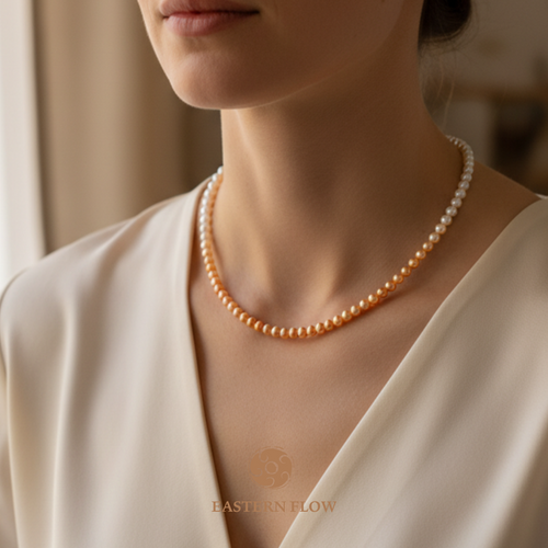 The Flow of Earth: S925 Silver Jiali Freshwater Pearl Ombre Necklace