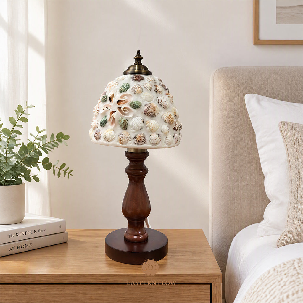 Energy Lamp： Hand-Encrusted Natural Seashell Table Lamp