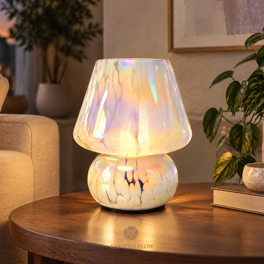 Energy Lamp: Pearlescent Iridescent Mushroom Glass Lamp