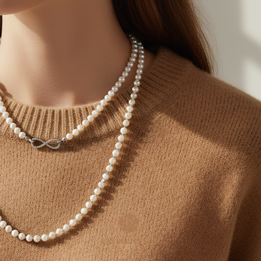 The Flow of Metal: Alloy Freshwater Pearl Multi-Wear Sweater Chain
