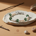 The Flow of Wood: Natural Freshwater Pearl & Green Rutilated Quartz Bracelet