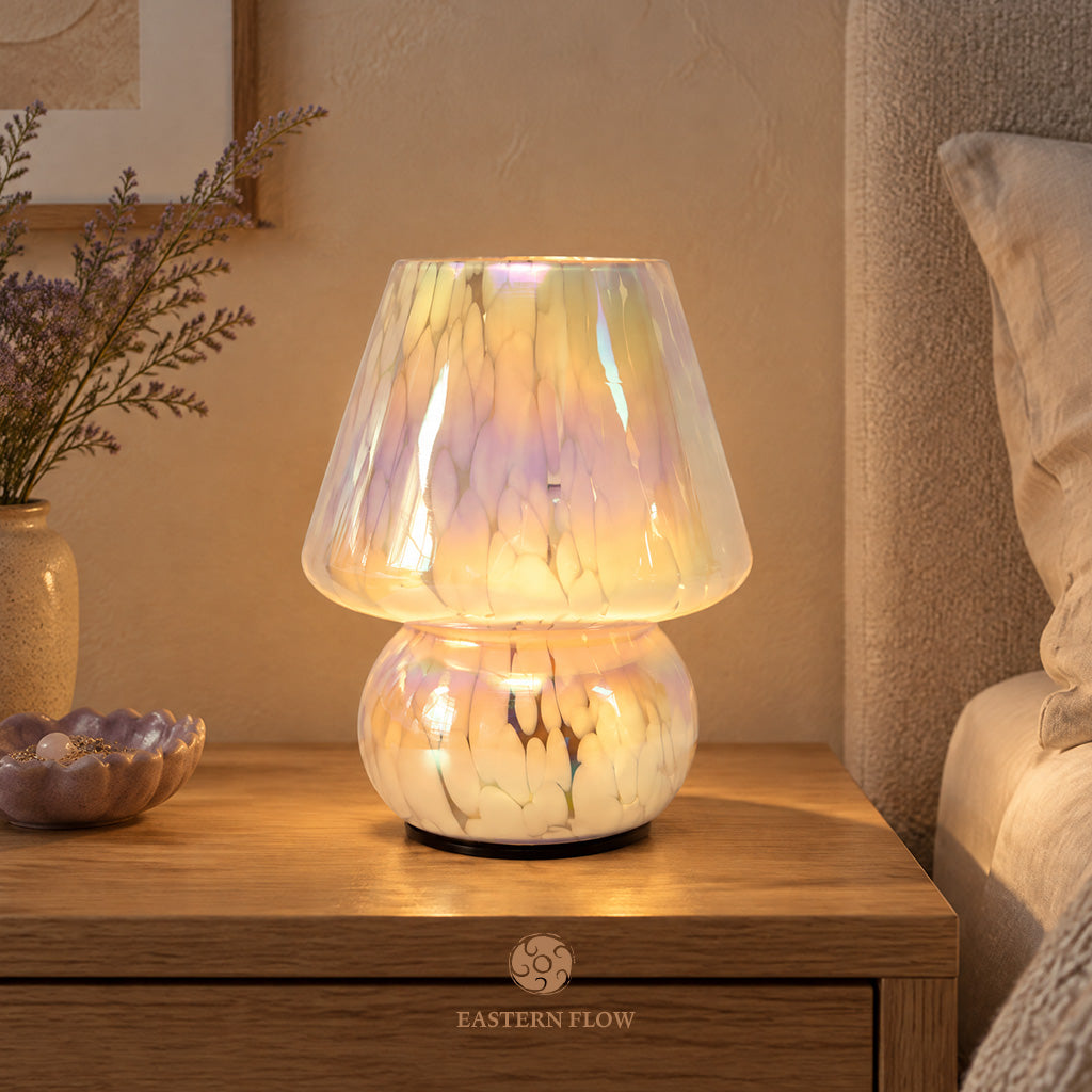 Energy Lamp: Pearlescent Iridescent Mushroom Glass Lamp