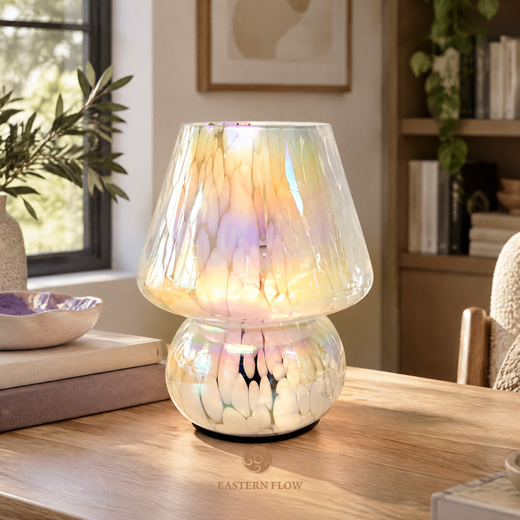Energy Lamp: Pearlescent Iridescent Mushroom Glass Lamp