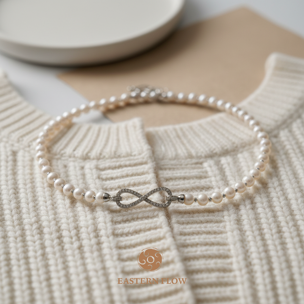 The Flow of Metal: Alloy Freshwater Pearl Multi-Wear Sweater Chain