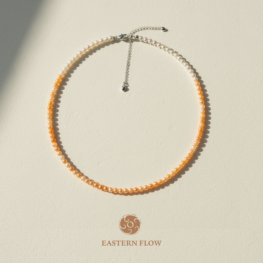 The Flow of Earth: S925 Silver Jiali Freshwater Pearl Ombre Necklace