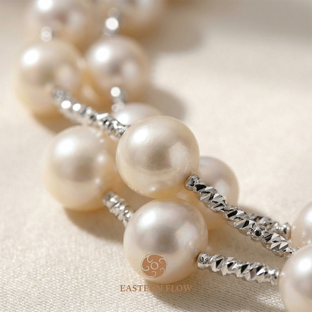 The Flow of Water: Natural Freshwater Pearl Flower Sweater Chain