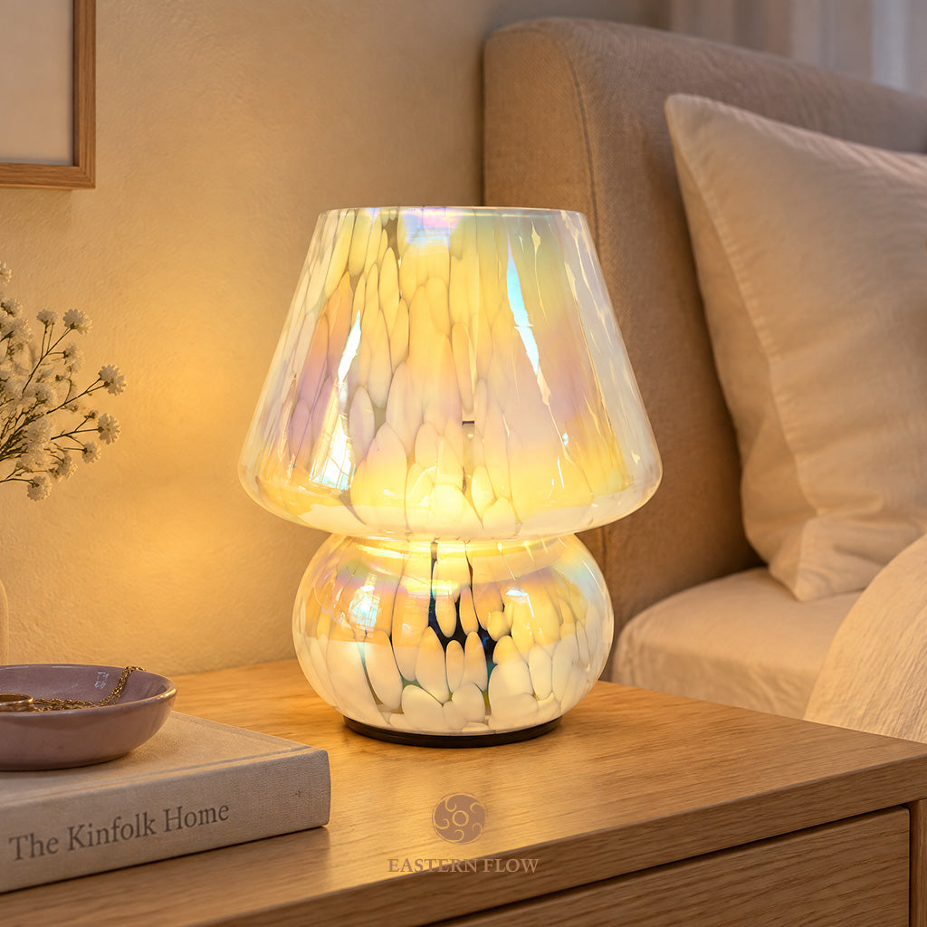 Energy Lamp: Pearlescent Iridescent Mushroom Glass Lamp