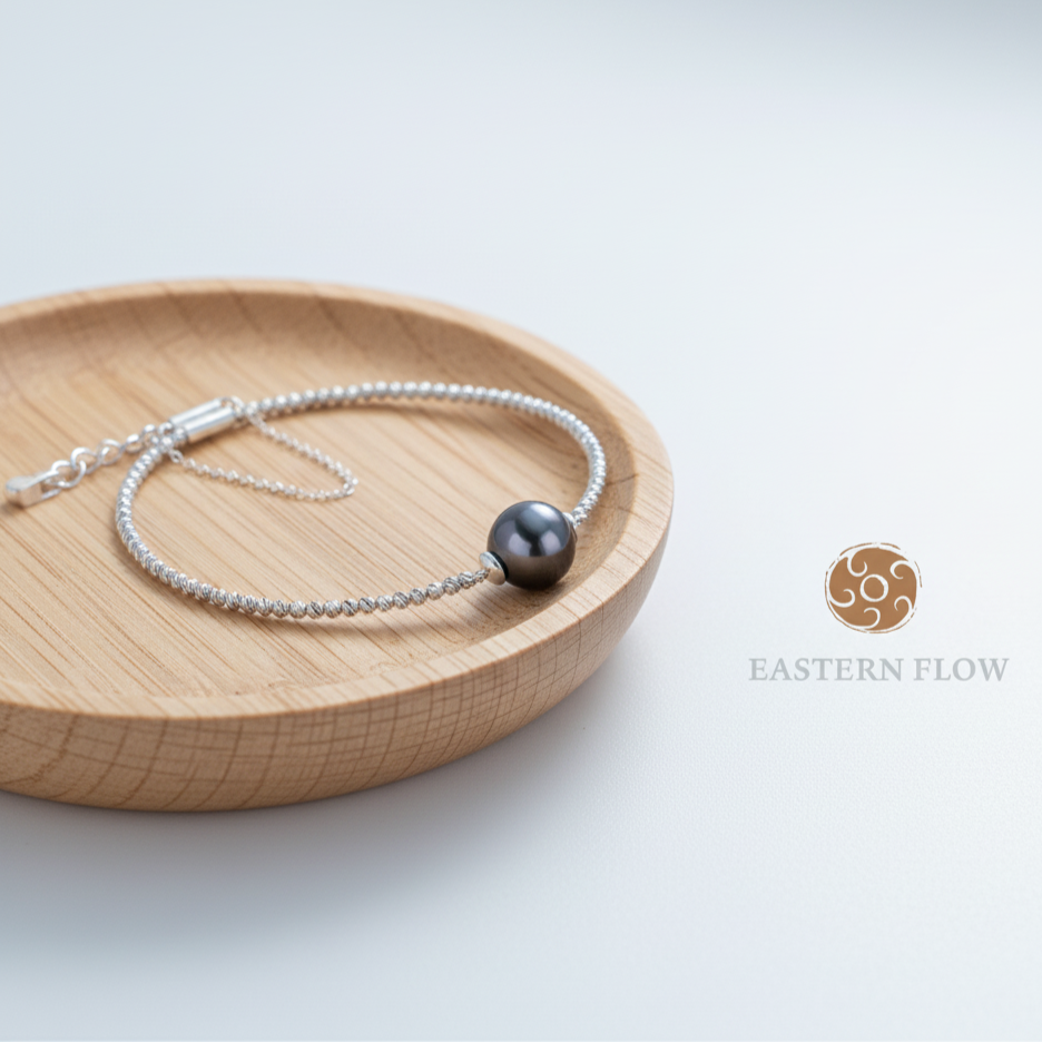 Water Element S925 Silver Tahitian Saltwater Pearl Bangle