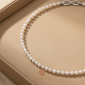 Natural freshwater pearl bow necklace, Metal Element jewelry for decisive executives - Eastern Flow