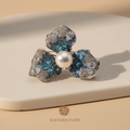 Natural freshwater pearl floral stamen brooch, Water Element jewelry for intuitive empaths - Eastern Flow