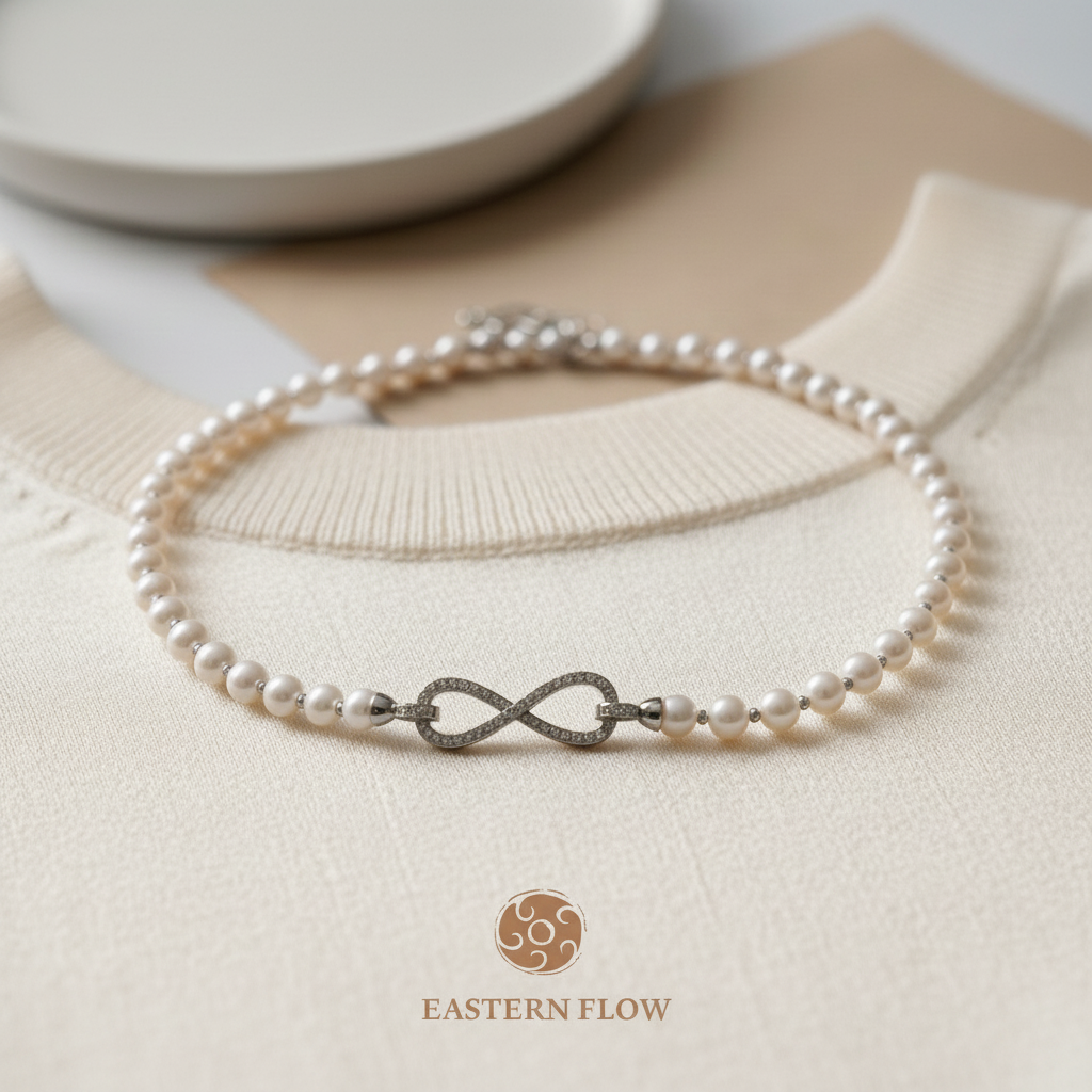 Natural freshwater pearl multi-wear sweater chain, Metal Element jewelry for decisive executives - Eastern Flow
