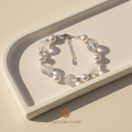 Natural freshwater pearl & snow phantom quartz bracelet, Metal Element jewelry for decisive executives - Eastern Flow