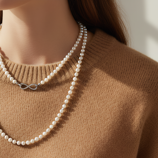 The Flow of Metal: Alloy Freshwater Pearl Multi-Wear Sweater Chain